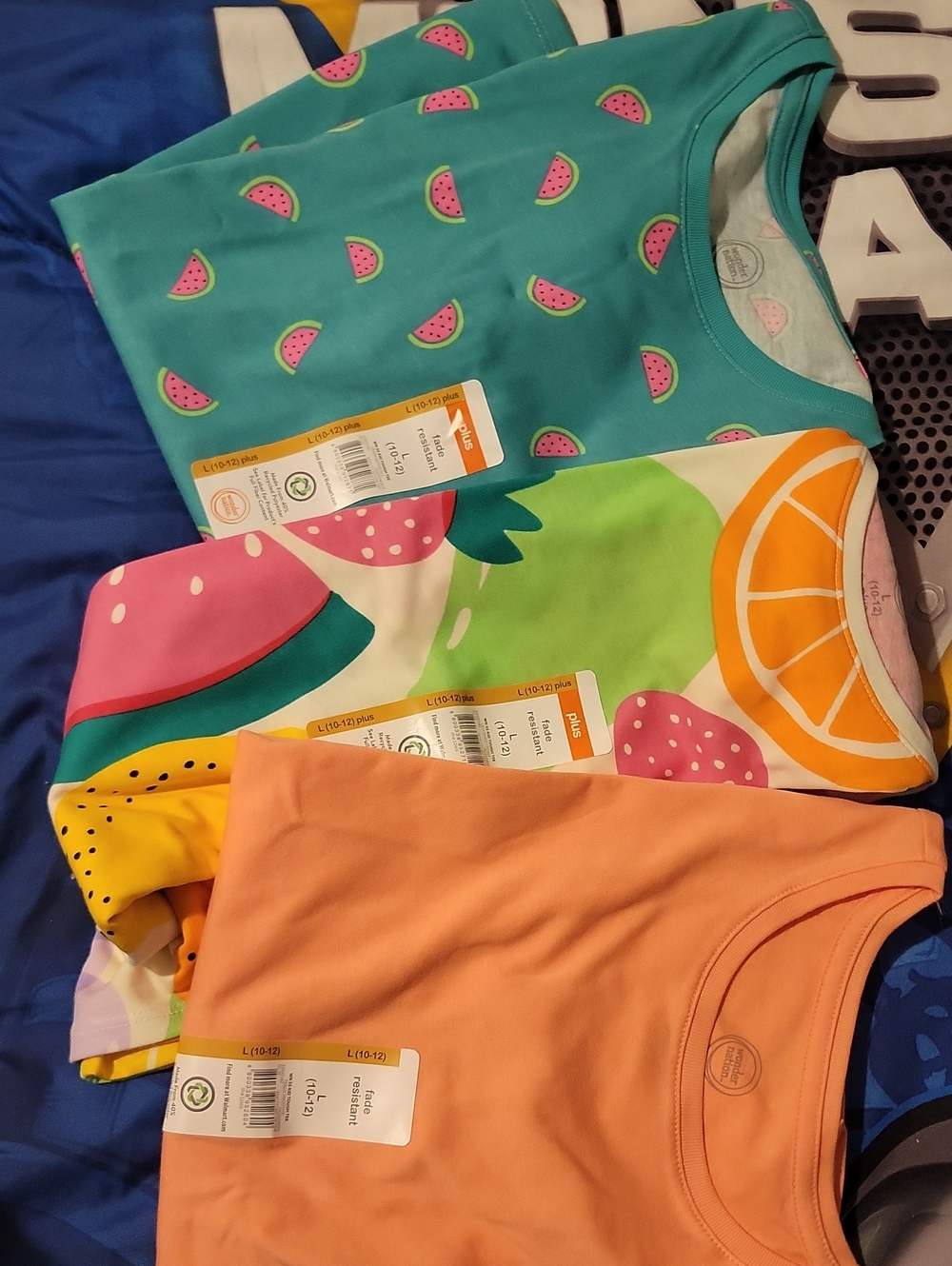 wonder nation Teal, Pink, Orange, Yellow & Green Short Sleeve Tees - Pack